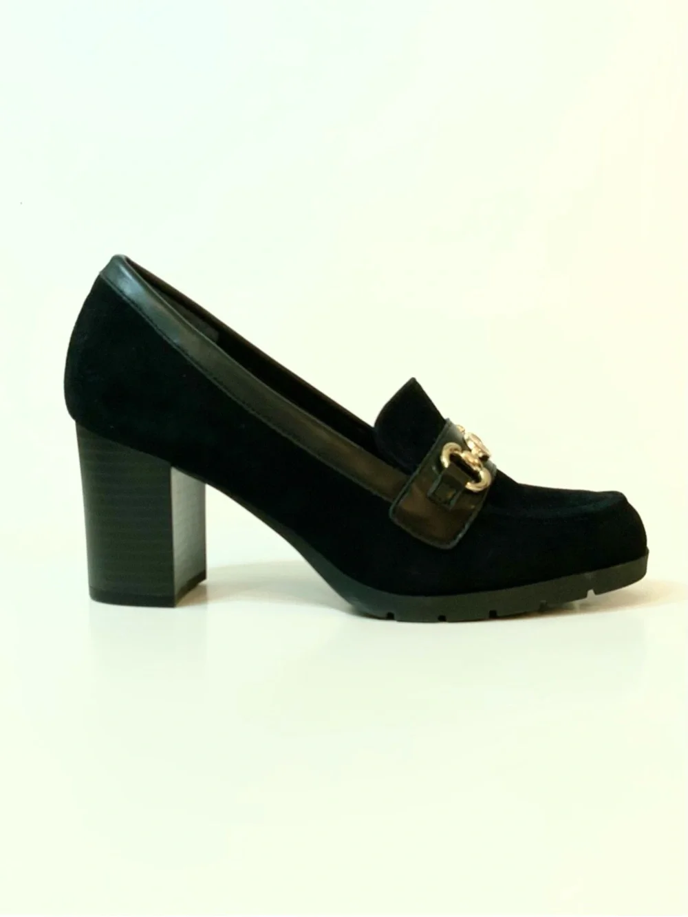 NWOT Gianni Bernini ‘Porshaal’ Black Suede Heeled Loafer - Picture 6 of 12